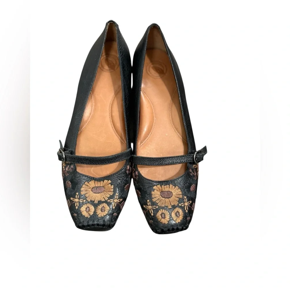 Nurture by Lamaze Black Floral Embroidered Mary Jane Flats